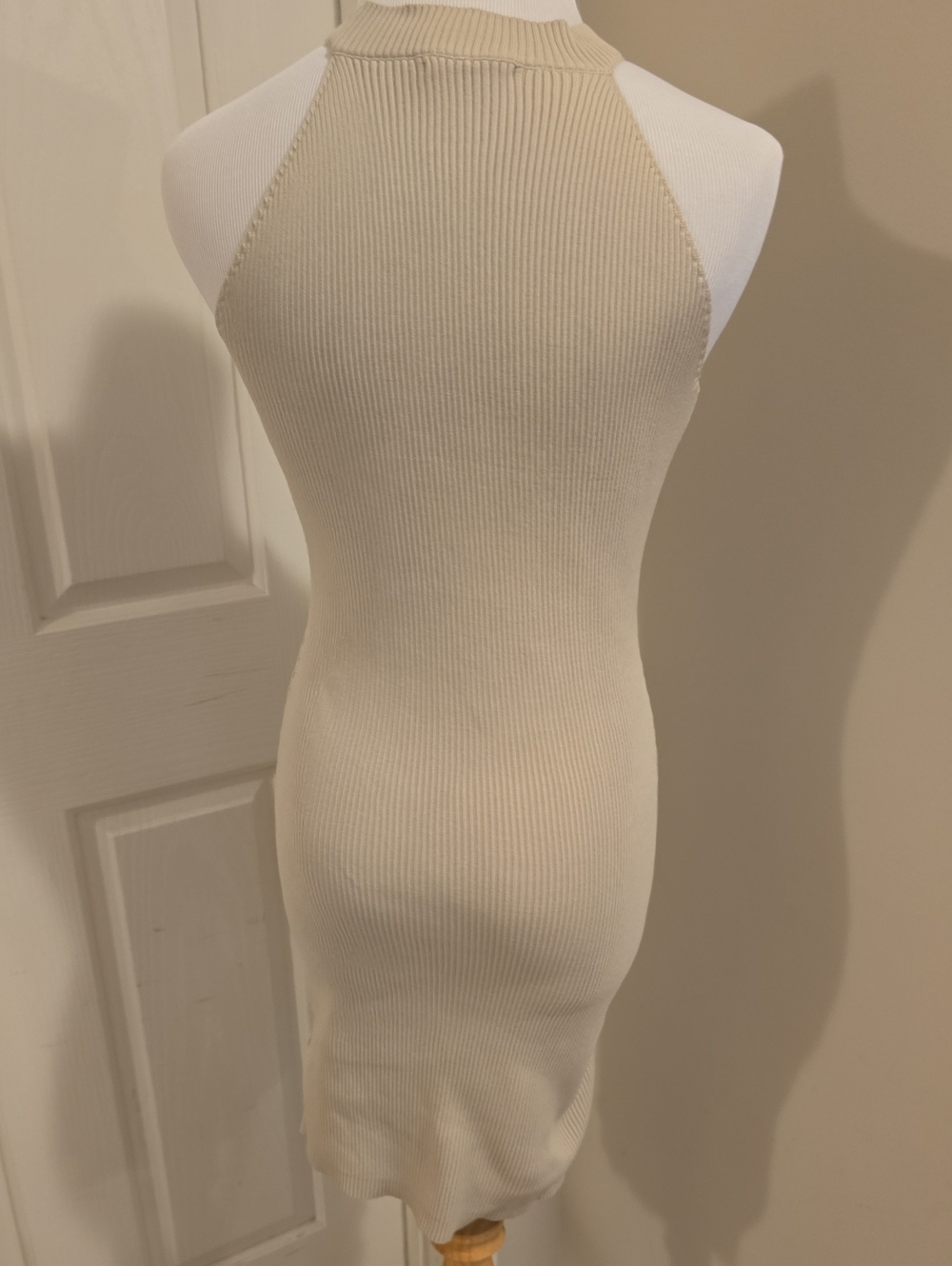 Sincerely Jules Cream Ribbed Halter Midi Dress - Picture 4 of 5